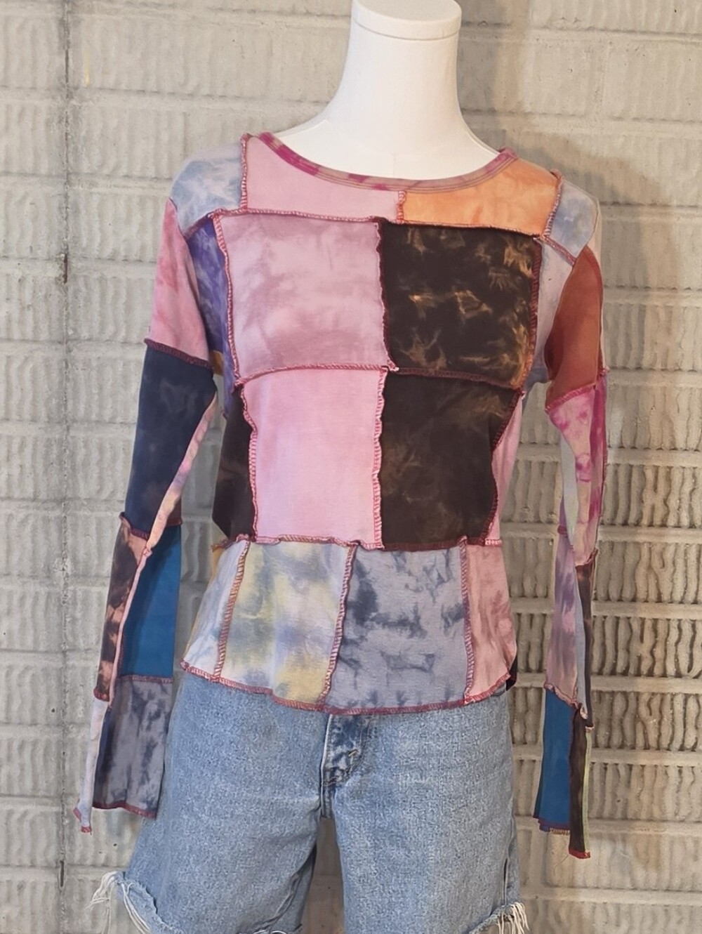 Vintage Shop Therapy Hippie Festival Indie Patchwork Top